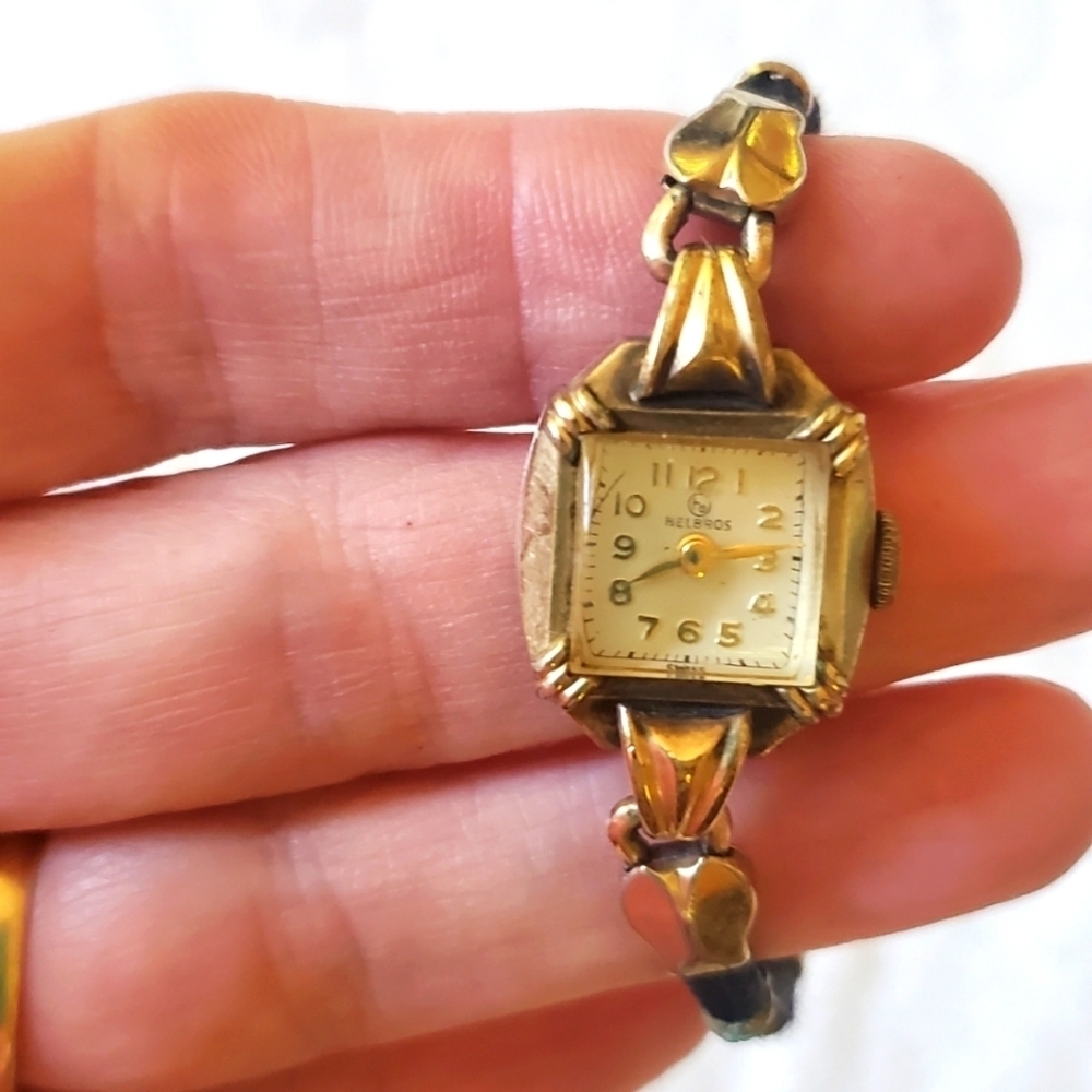 Bundle of 2 - Helbros Vintage Womens Bracelet‎ Swiss Watch Original Band Cameo